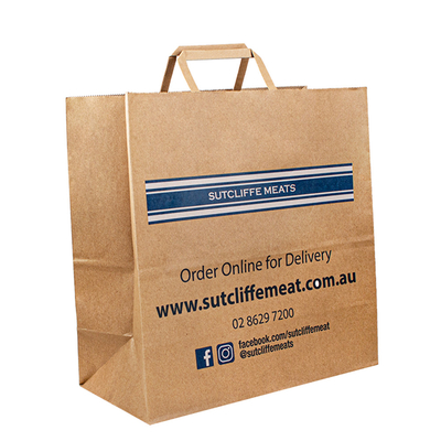 Oil-resistance Inside Finishing Flat Handle Paper Bags Made Of Food Grade Kraft Paper